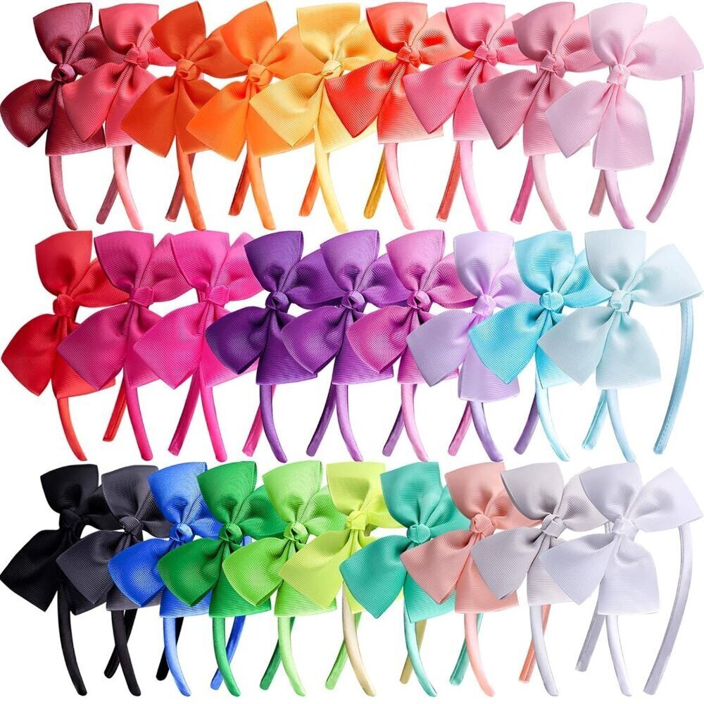 Girls Bow Headbands 28 Colors Grosgrain Ribbon Hair Accessories for Girls